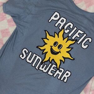 PacSun Blue Tee with Smiling Sun Graphic